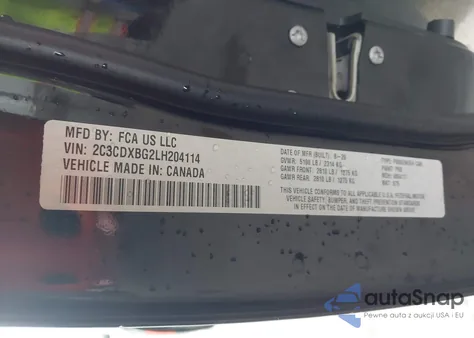 2020 Dodge Charger Sxt Rwd from USA, damaged, VIN 2C3CDXBG2LH204114